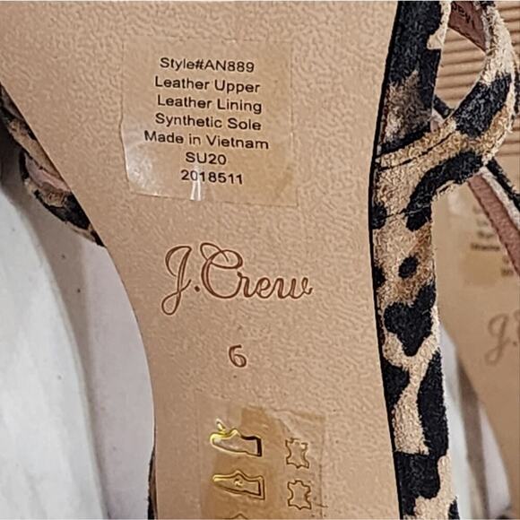 J. Crew Odette leopard print block heel leather Strappy Sandals size 6 - Picture 7 of 8